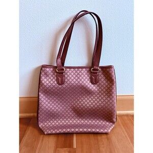 Auth CELINE Vintage Dusty Pink Tote Bag with Gold Hardware and Leather Detail